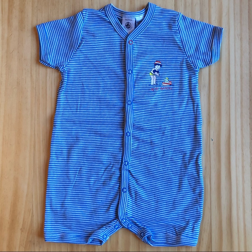 NWT! Petit Bateau Blue & White Stripe Onesie
